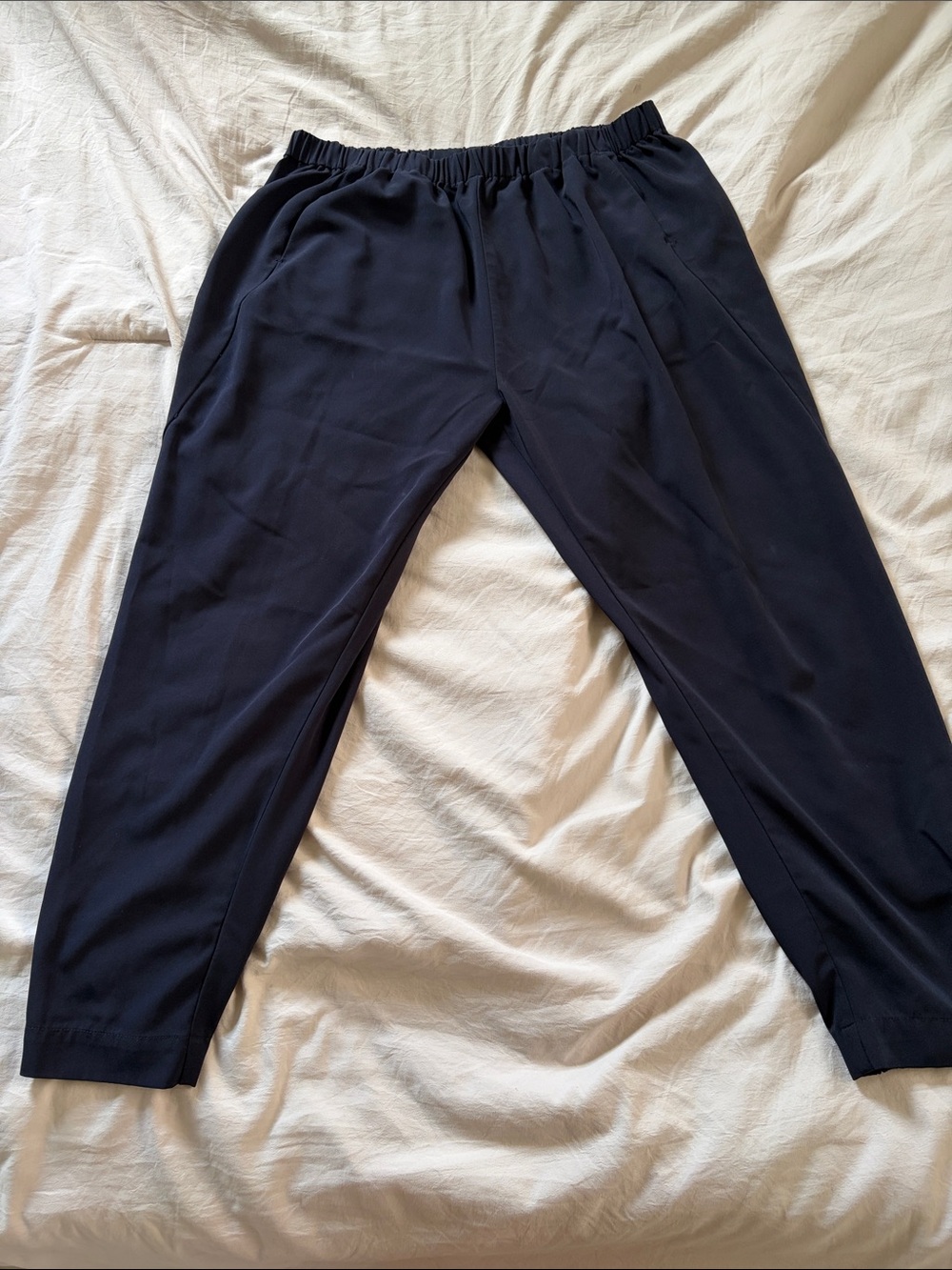 Men's Casual Elastic-Waist Navy Pants